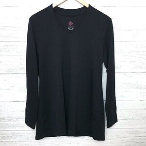 NEW Isaac Mizrahi Black Pima Cotton Tunic Top V-Neck Long Sleeves Swing Style M